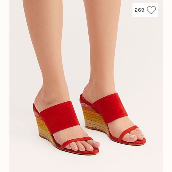 Never Worn! Free People Glorieta Wedge, Red, 40 - Picture 2 of 8